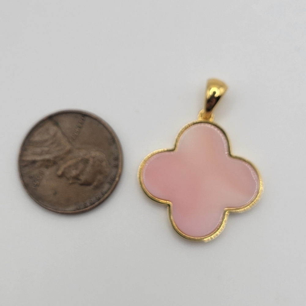 NWOT Pink Coral Pendant Gold Plated 925 Sterling Silver Vacation Barbiecore